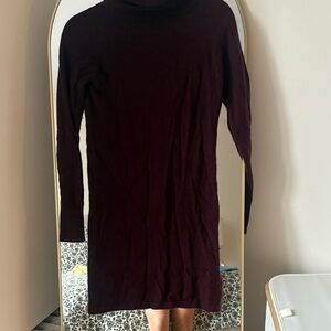 Burgundy Women's  turtleneck cashmere dress